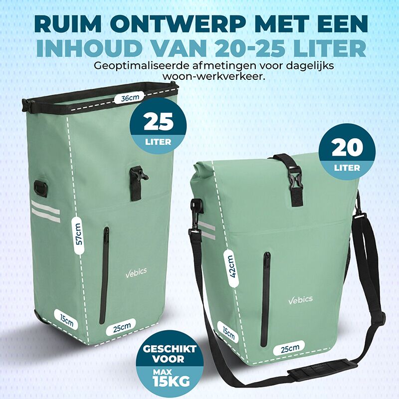 Vebics fietstas enkel waterdicht 20-25 liter