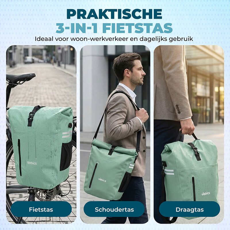 Vebics fietstas enkel waterdicht 3in1