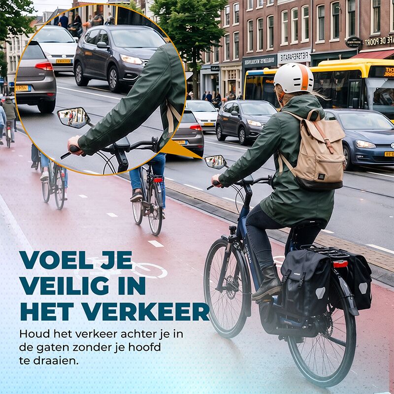 Fietsspiegel in verkeer