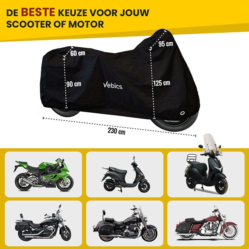 Vebics Motorhoes Waterdicht Buiten / Scooterhoes - Inclusief Opbergzak XL - Afbeelding 3