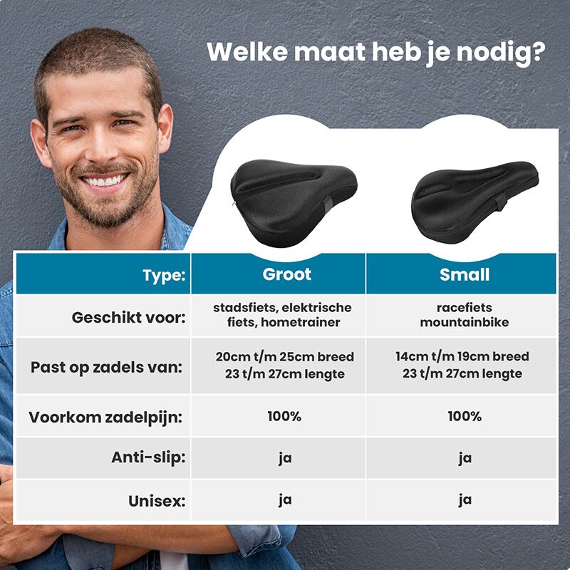 Comfortabele 3D Gel Zadelhoes / Zadeldek voor brede fietszadels - unisex - Zwart - Afbeelding 4